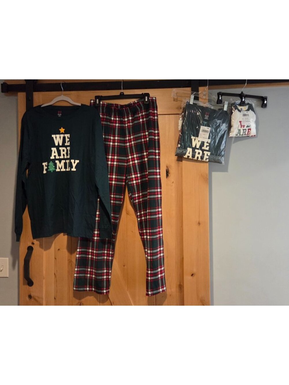 New Lot of 3 PJ Place We Are Family Christmas Photo Pajamas Sz L XL & 12-18 Mon
